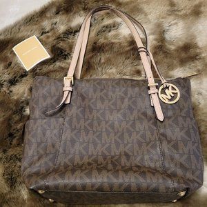 Michael Kors Charlotte Large Saffiano Top-Zip Tote Bag